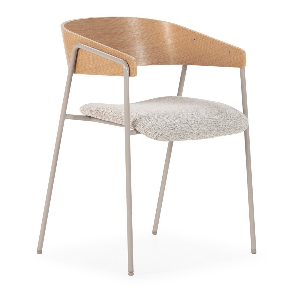 Világosszürke-natúr színű kárpitozott karfás étkezőfotel szett 2 db-os Cora – MOME