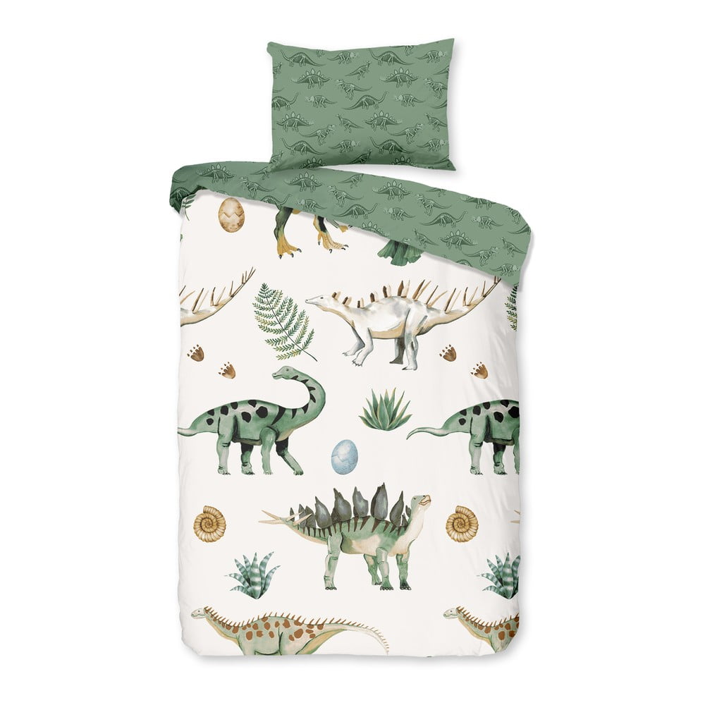 Zöld-bézs pamut gyerek ágyneműhuzat babaágyhoz 100x135 cm Gabi – Good Morning