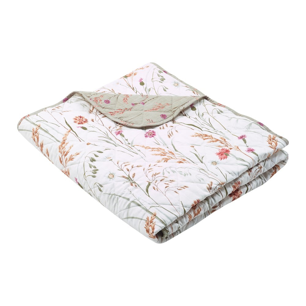 Zöld-bézs pamut steppelt ágytakaró 200x220 cm Grasmere Floral – Catherine Lansfield