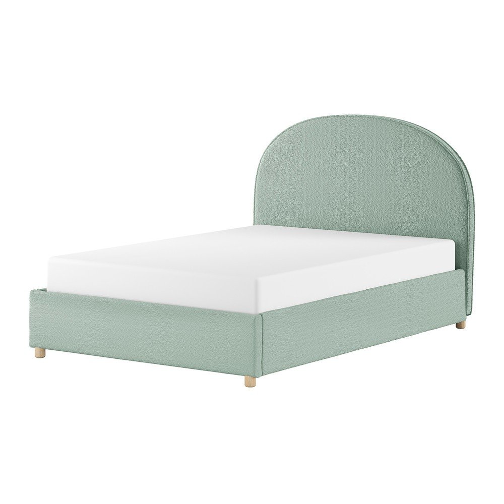 Zöld kárpitozott ágyneműtartós franciaágy ágyráccsal 140x200 cm Moon – Vipack