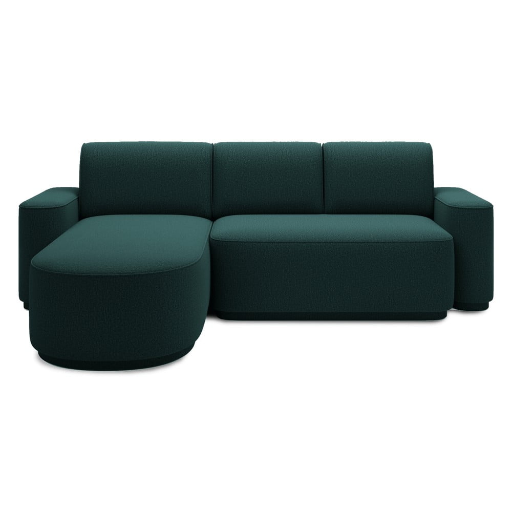 Zöld zsenília kinyitható-tárolóhelyes sarokkanapé (bal oldali-heverő résszel) Aurumm – ELTAP