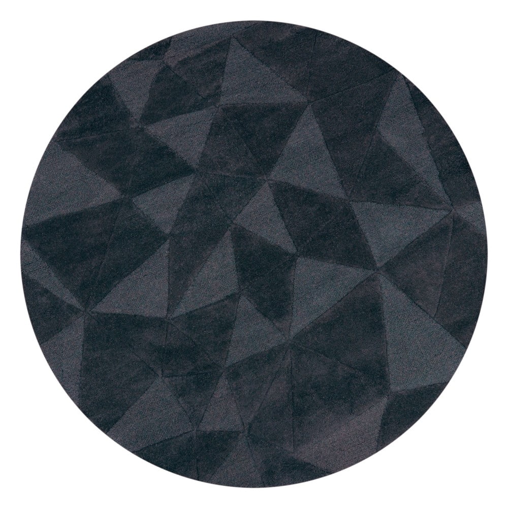 Antracitszürke kézi szövésű gyapjú kerek szőnyeg ø 160 cm Shard Charcoal – Flair Rugs