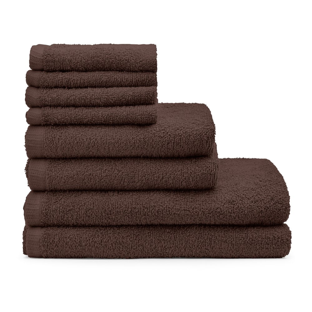 Barna gyorsan száradó frottír pamut törölköző és fürdőlepedő készlet 8 db-os Quick Dry – Catherine Lansfield