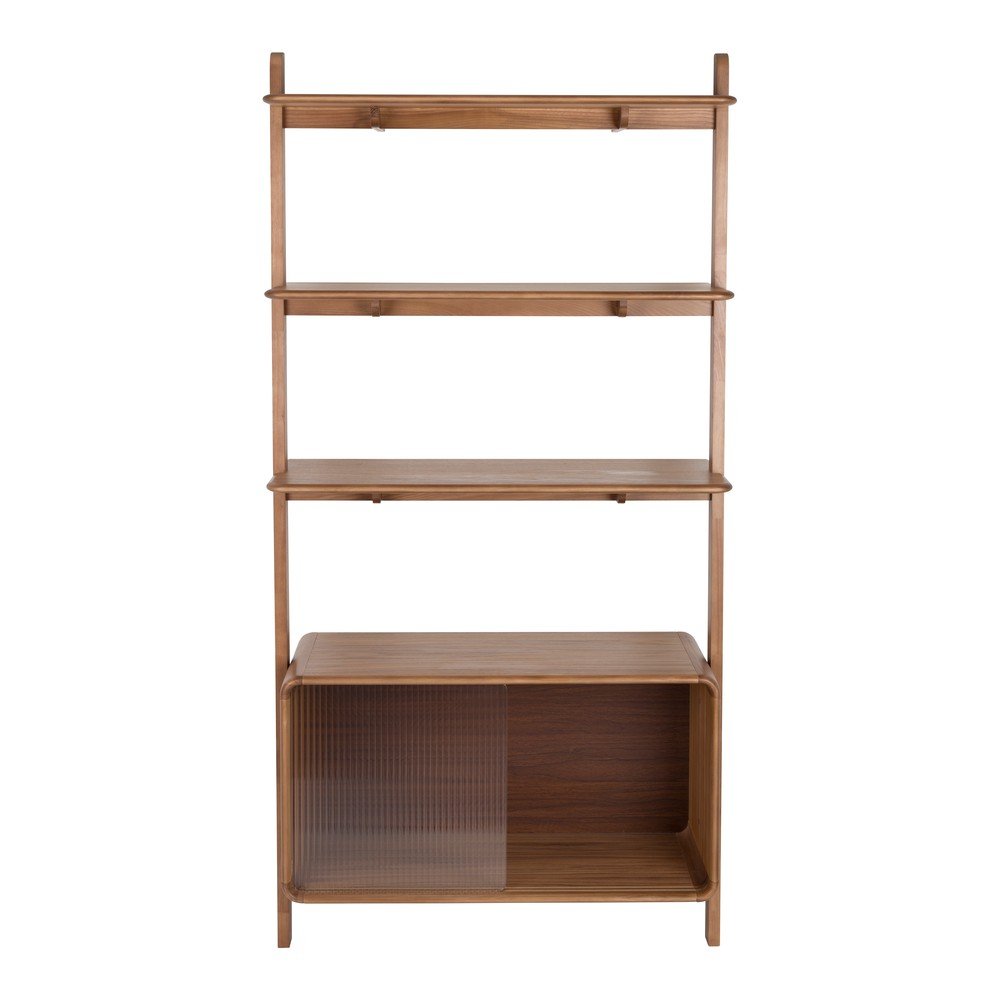 Barna kőrisfa könyvespolc tolóajtóval 90x180x35 cm Rise – Zuiver