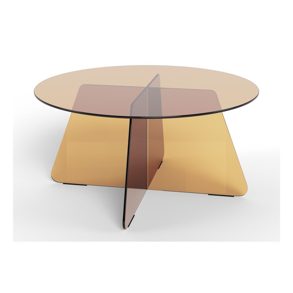 Barna üveg kerek dohányzóasztal ø 80 cm Samos – Actona