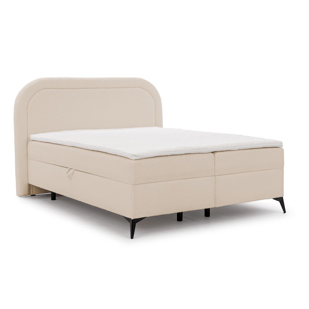 Bézs ágyneműtartós boxspring ágy 160x200 cm Ornes – Ropez