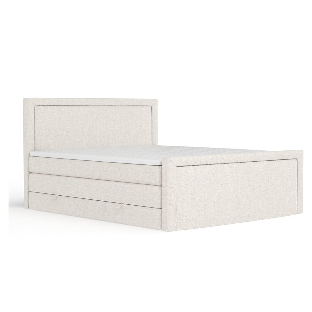 Bézs ágyneműtartós boxspring ágy 180x200 cm Lavenda – Maison de Rêve