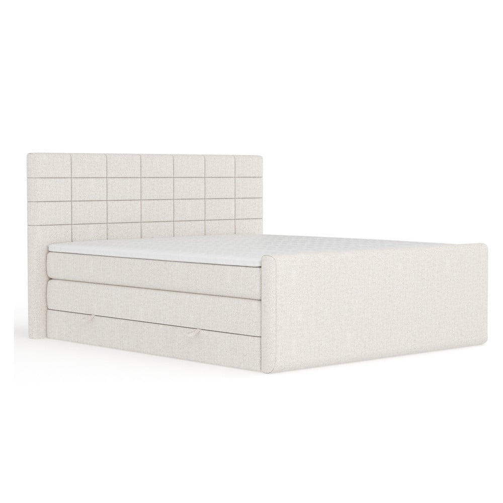 Bézs ágyneműtartós boxspring ágy 200x200 cm Ava – Maison de Rêve
