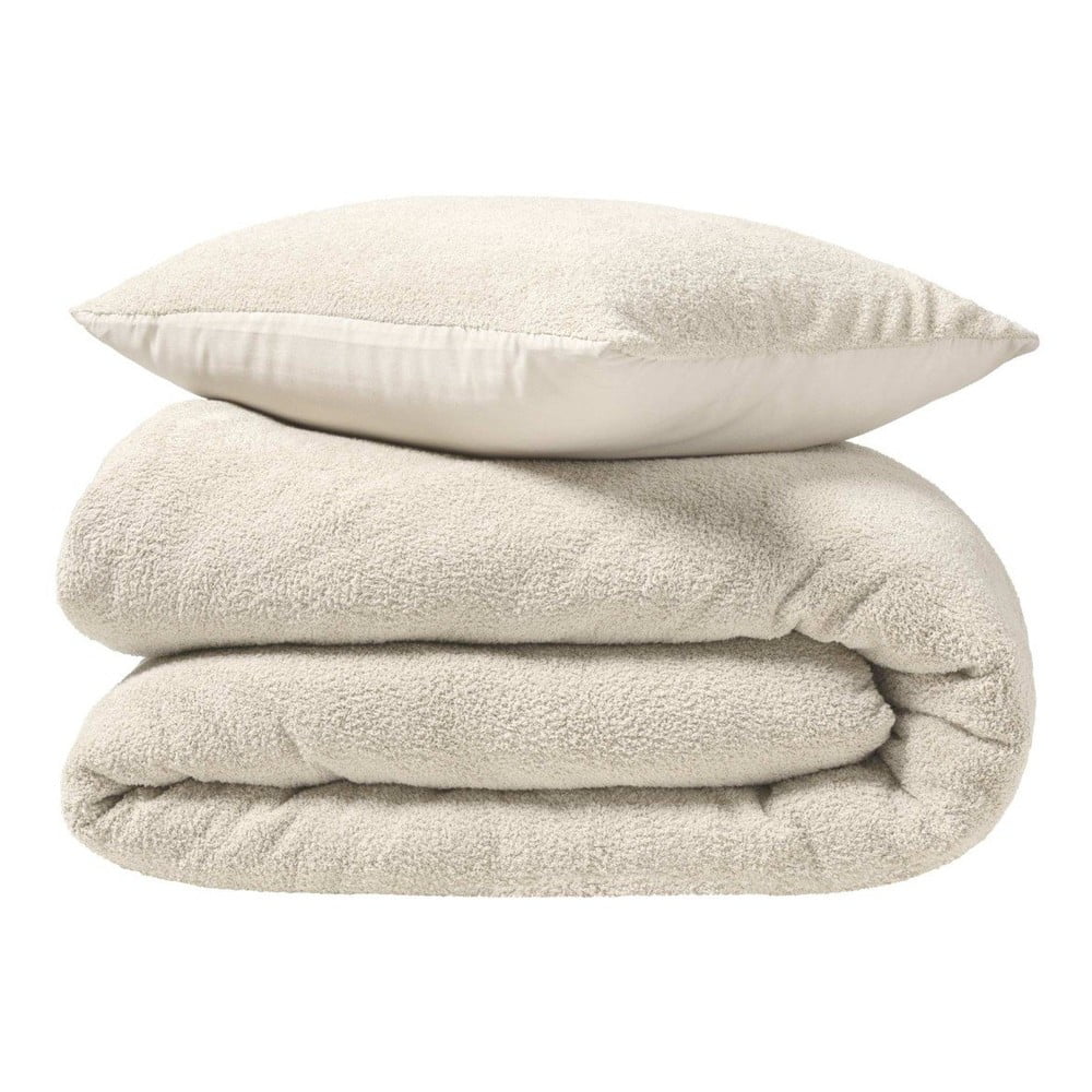 Bézs kétszemélyes-hosszabbított mikroplüss ágyneműhuzat 240x220 cm Helena – douceur d'intérieur