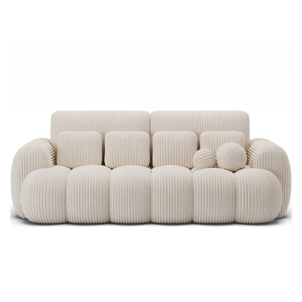 Bézs kordbársony kinyitható kanapé 256 cm Cotonn – ELTAP