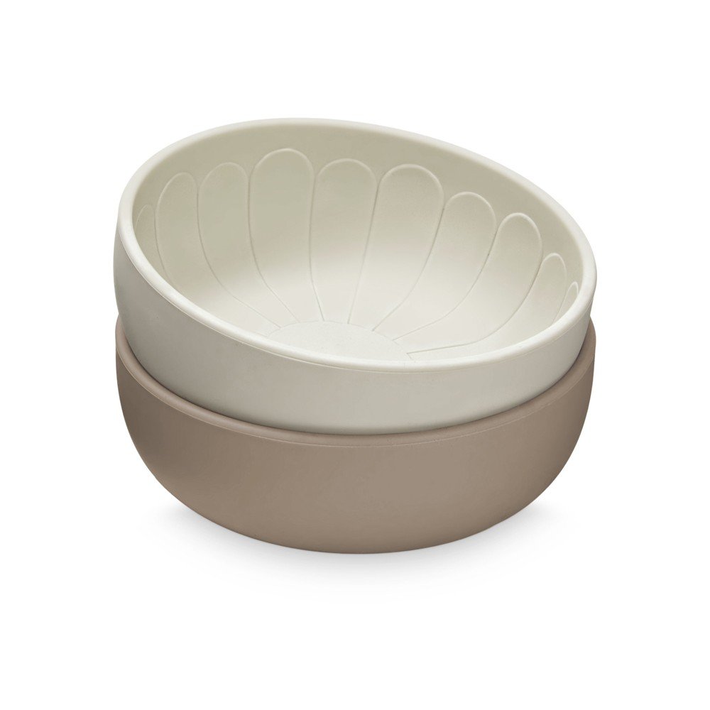 Bézs szilikon gyerek tálka szett 2 db-os ø 13