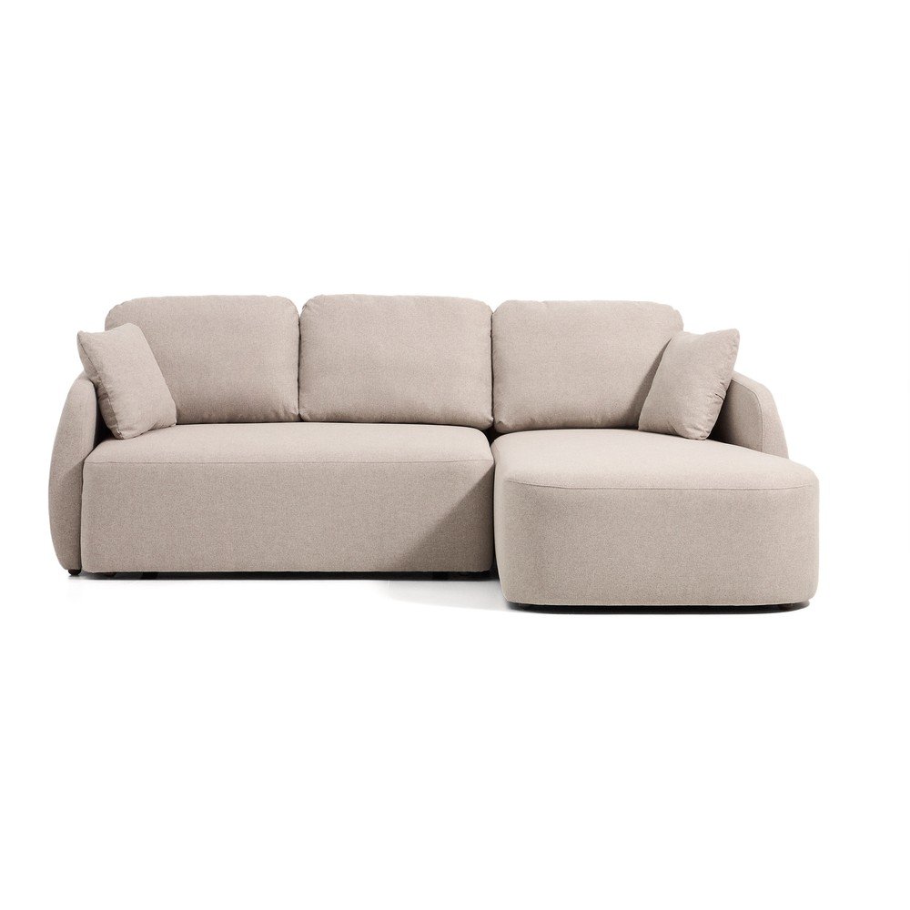 Bézs zsenília kinyitható sarokkanapé (bal oldali-heverő résszel) Laira – Kave Home