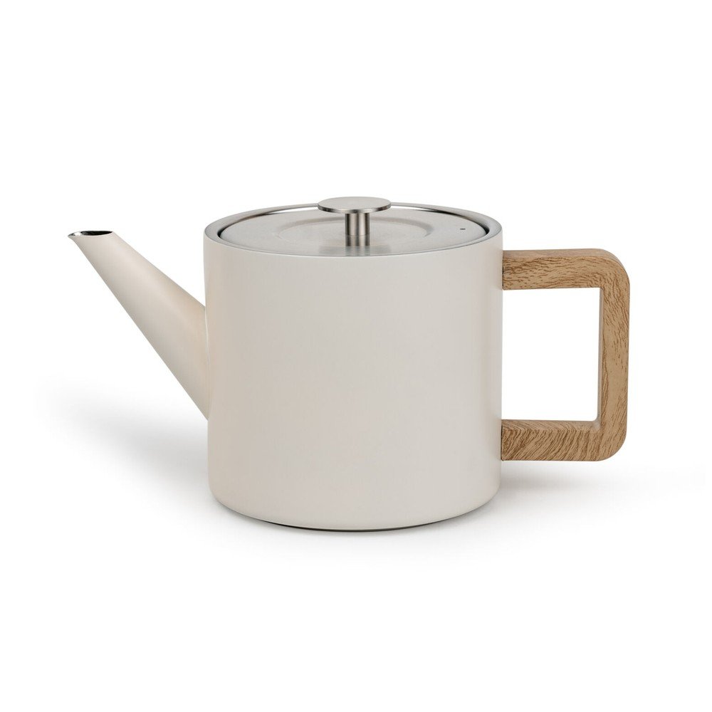 Elefántcsont színű rozsdamentes acél teáskanna szűrővel 1