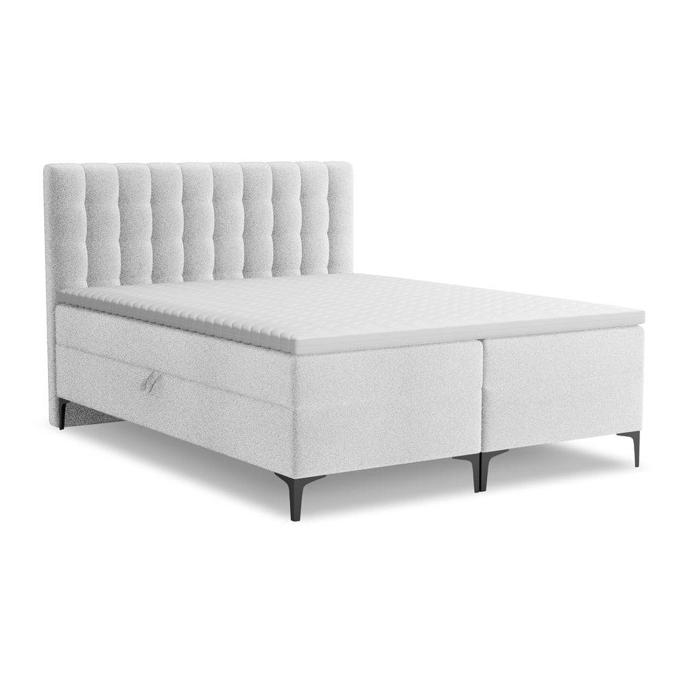Ezüstszínű ágyneműtartós boxspring ágy 140x200 cm Puhala – Makamii