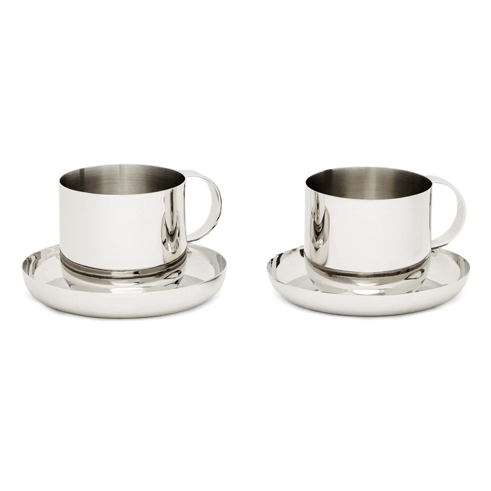 Ezüstszínű rozsdamentes acél csésze szett 2 db-os Nirela – Kave Home