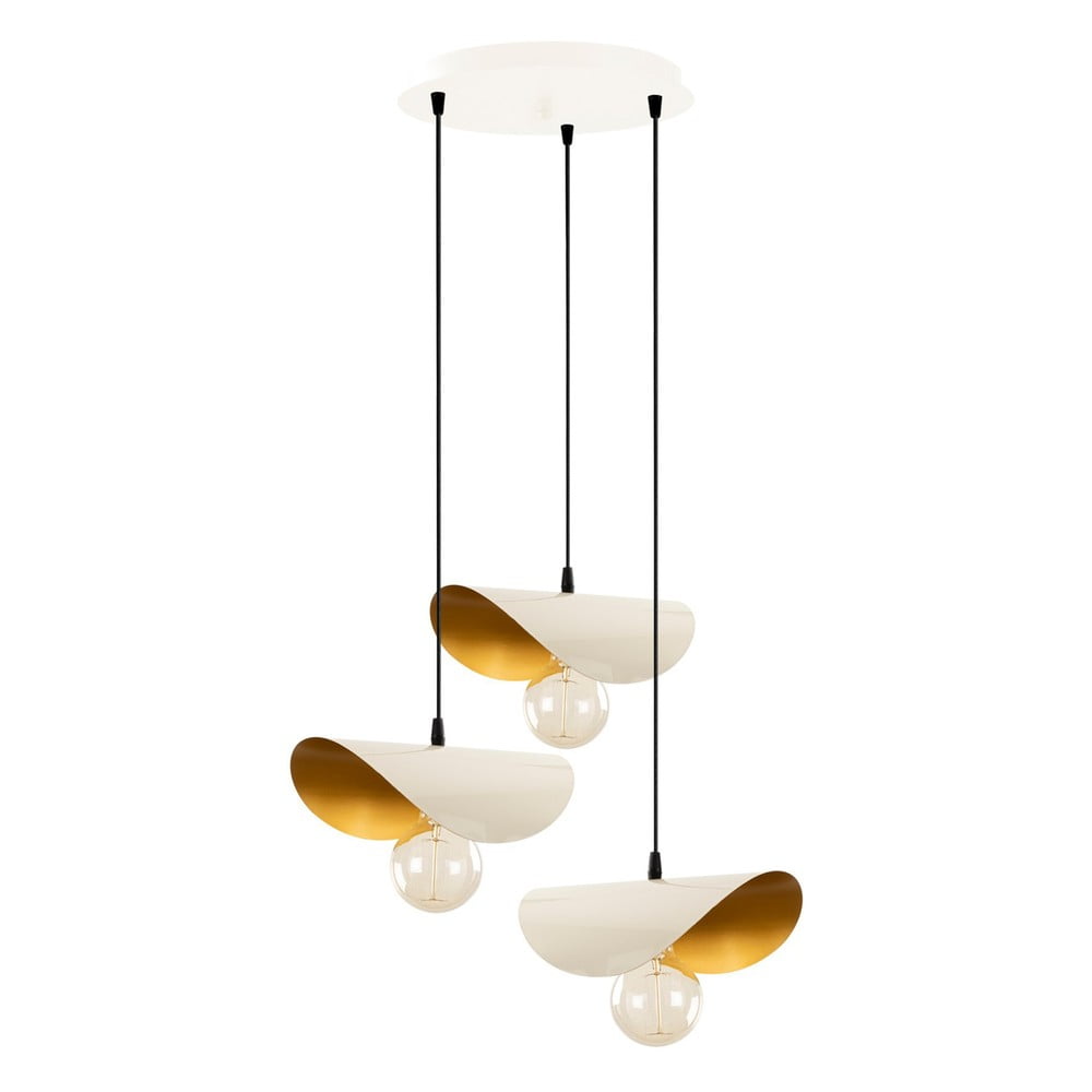 Fehér-aranyszínű függőlámpa fém búrával Sivani – Opviq lights