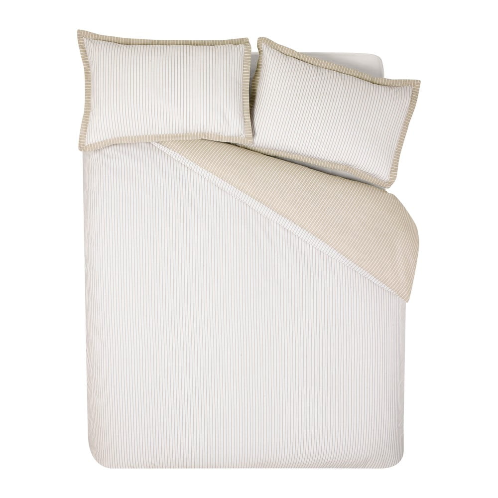Fehér-bézs egyszemélyes ágyneműhuzat 135x200 cm Oxford Pinstripe – Catherine Lansfield