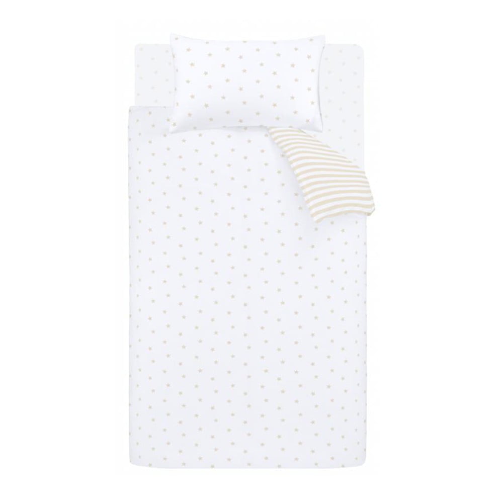 Fehér-bézs pamut gyerek ágyneműhuzat babaágyhoz 120x150 cm Mini Star & Stripes – Bianca