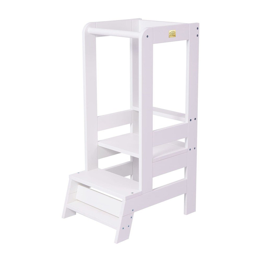 Fehér borovi fenyő tanulótorony Montessori – Meowbaby