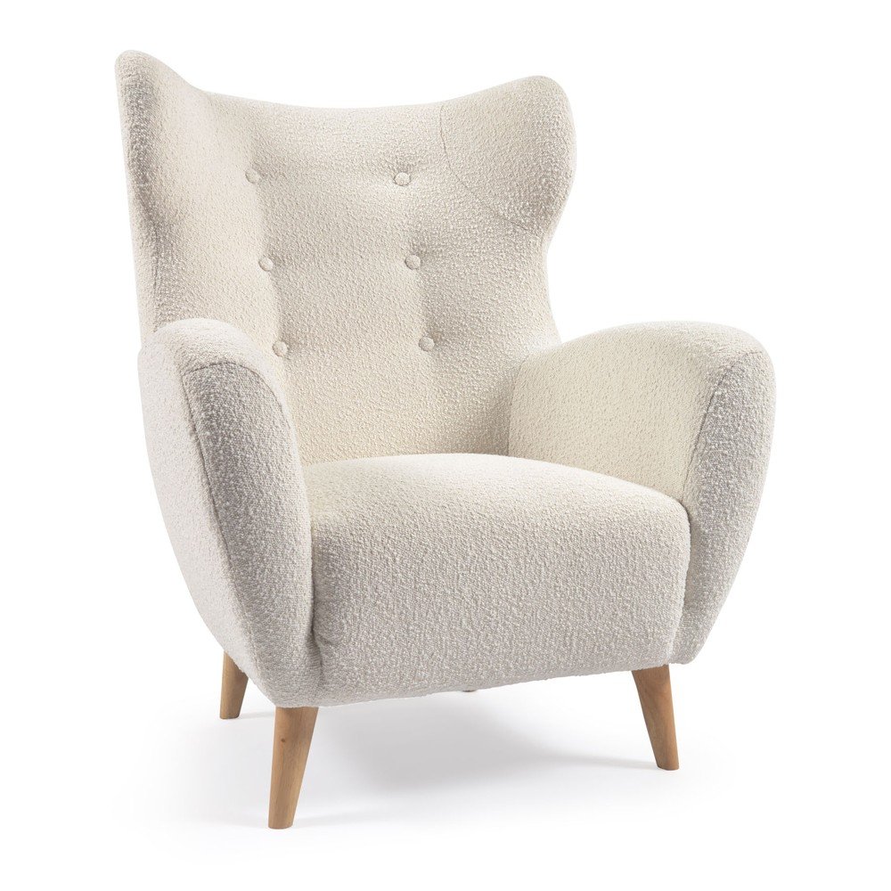 Fehér buklé fotel Patio – Kave Home