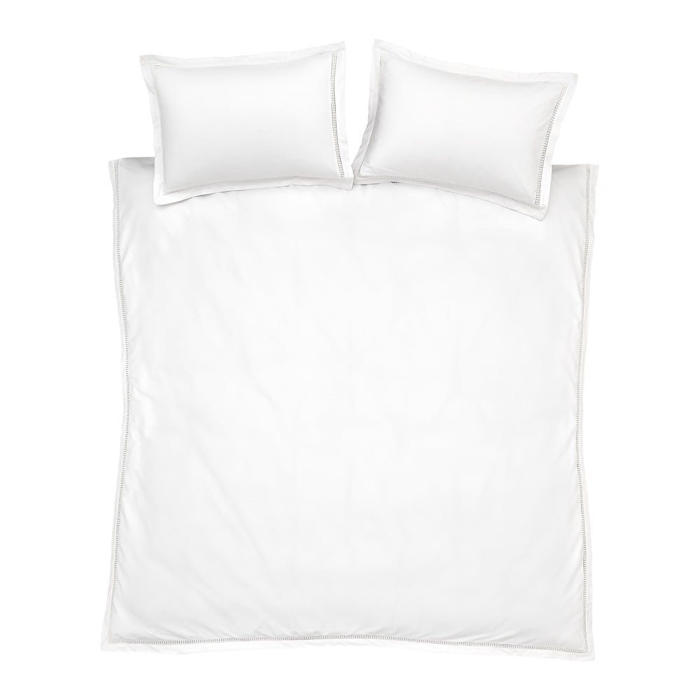 Fehér kétszemélyes pamut ágyneműhuzat 200x200 cm Oxford Lace Trim – Bianca