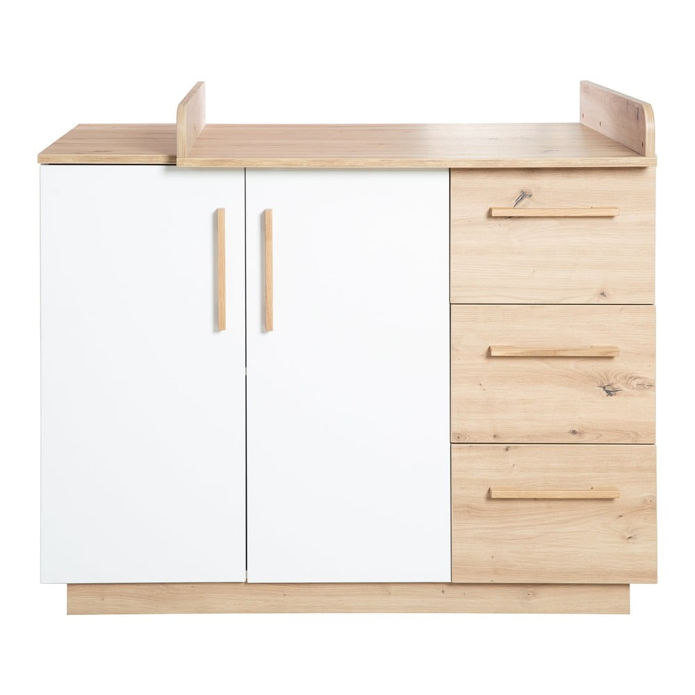 Fehér-natúr színű gyerek komód pelenkázó feltéttel