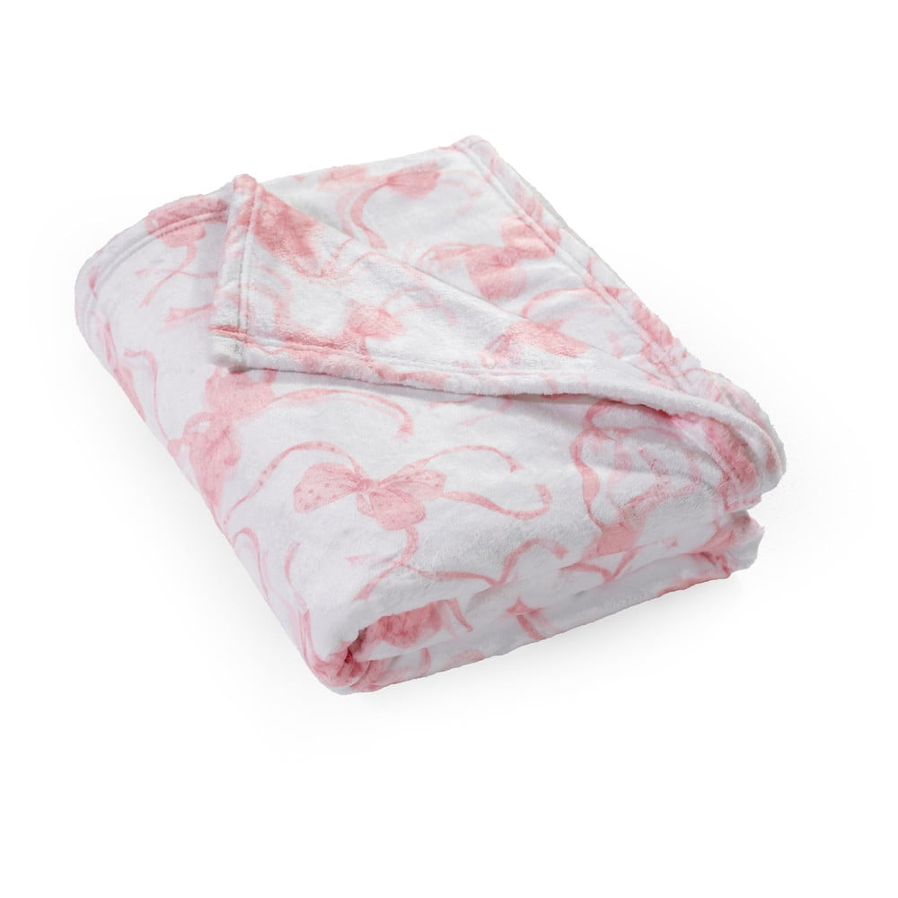 Fehér-rózsaszín mikroplüss takaró 200x240 cm Bow – Catherine Lansfield