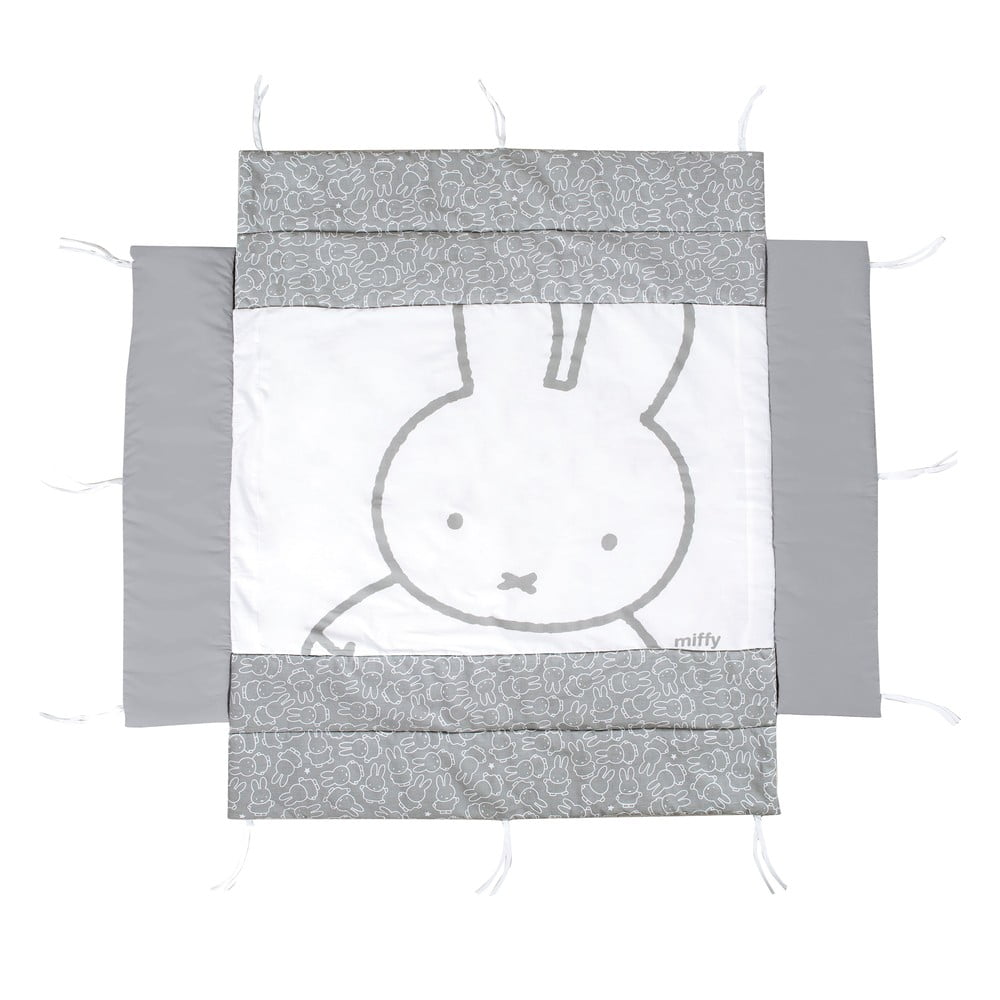 Fehér-szürke pamutkeverék rácsvédő 96 cm Miffy – Roba