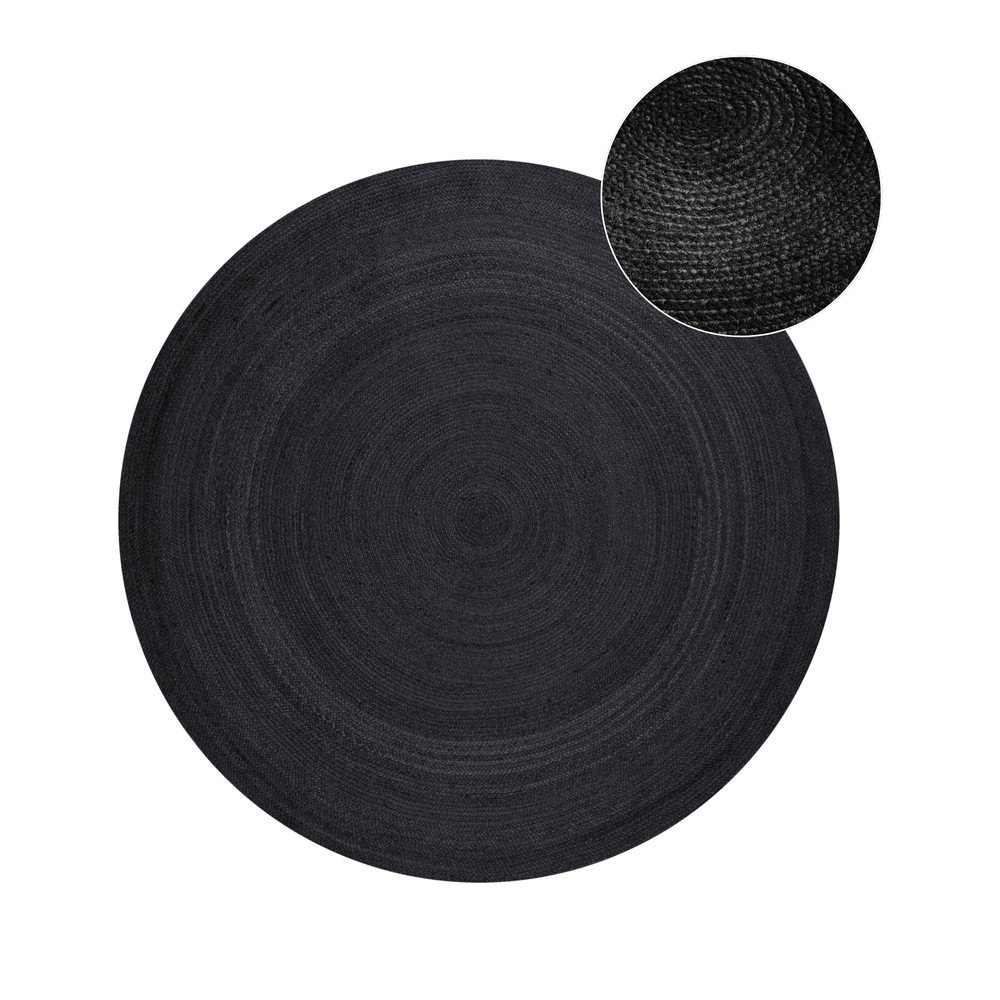 Fekete kétoldalas-kézi szövésű juta kerek szőnyeg ø 140 cm Braided  – Hanse Home
