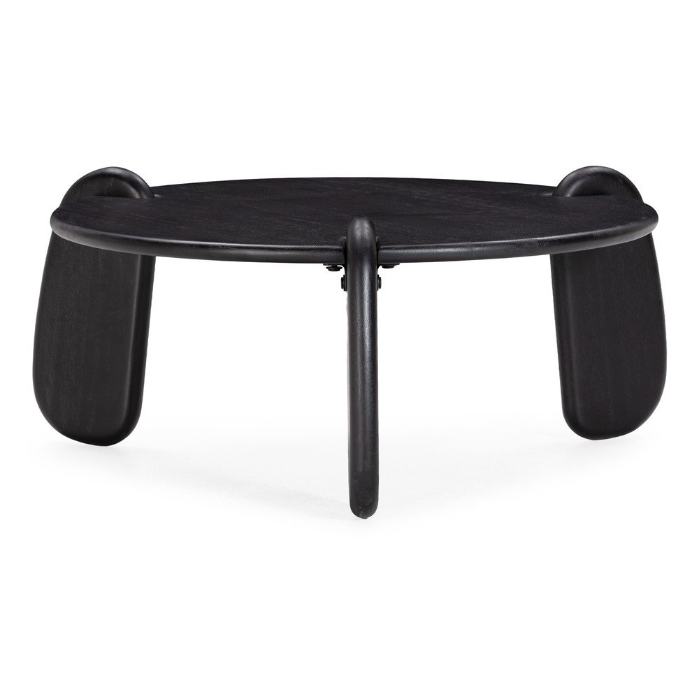 Fekete mangófa kerek dohányzóasztal ø 80 cm Tamira – MOME