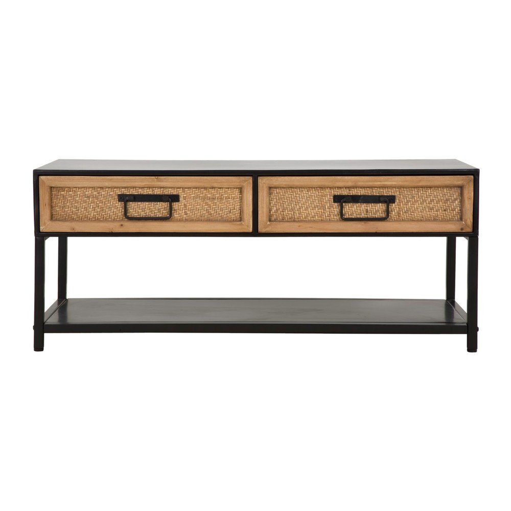 Fekete-natúr színű fém TV-állvány 95x38x38 cm Hanoi – Mauro Ferretti