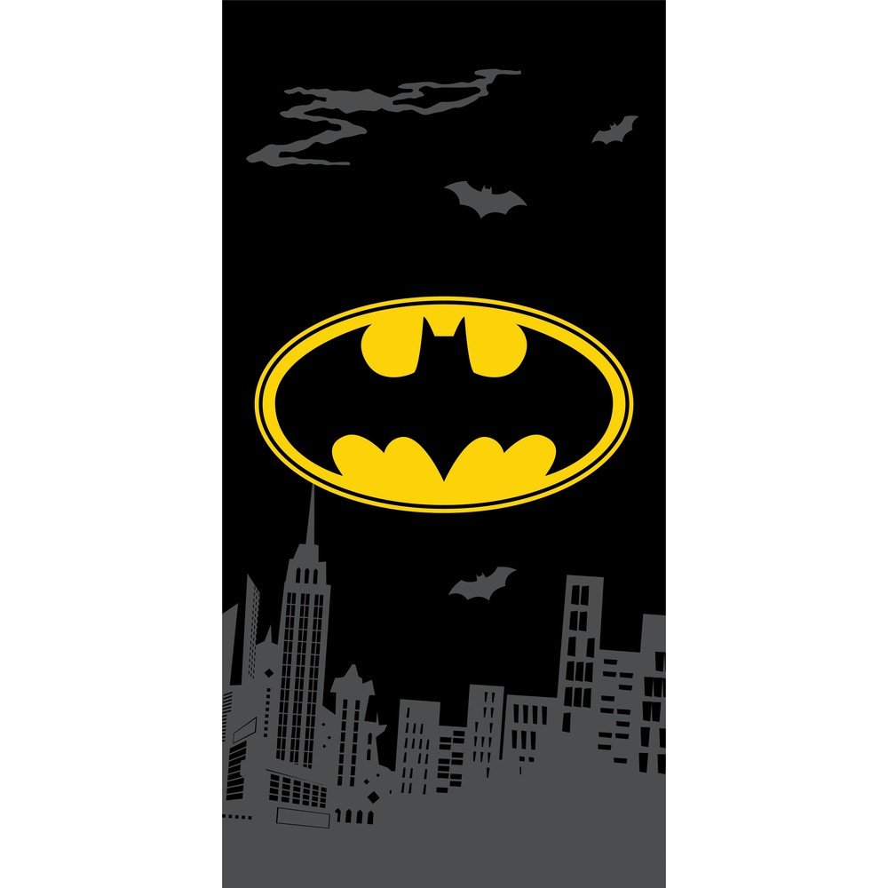 Fekete pamut gyerek fürdőlepedő 70x140 cm Batman "The Emblem" – Jerry Fabrics