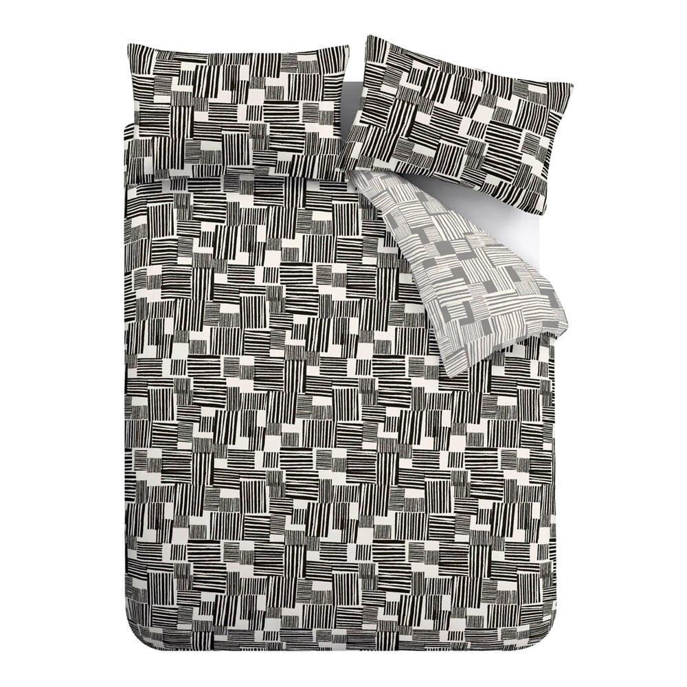 Fekete-szürke egyszemélyes ágyneműhuzat 135x200 cm Blocks – Catherine Lansfield