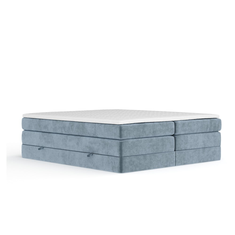 Kék ágyneműtartós boxspring ágy ágytámla nélkül 180x200 cm Juniper – Maison de Rêve