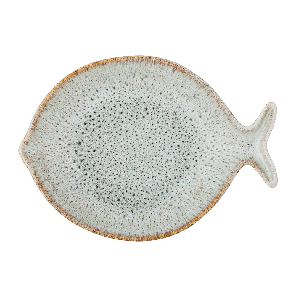 Kék-bézs szervírozó kőedény tányér Fleur – Bloomingville