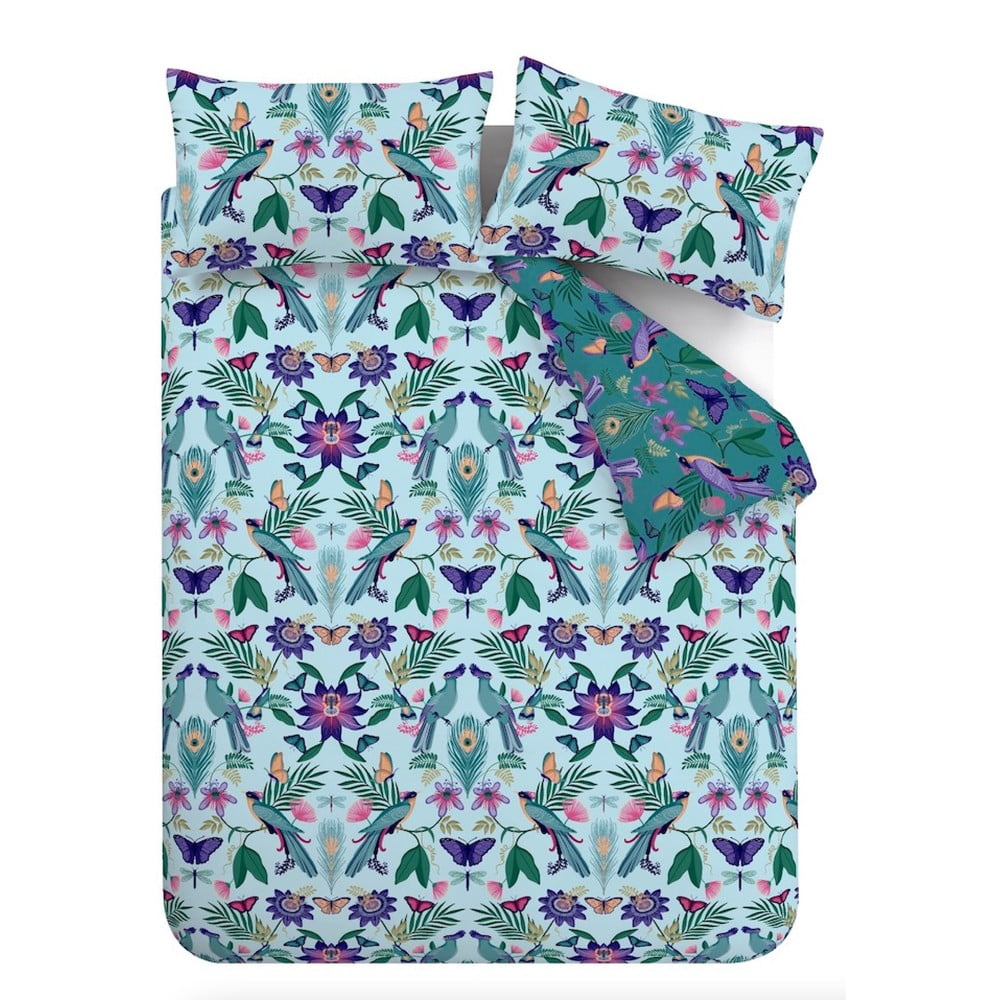 Kék kétszemélyes ágyneműhuzat 200x200 cm Mya Tropical Floral – Catherine Lansfield
