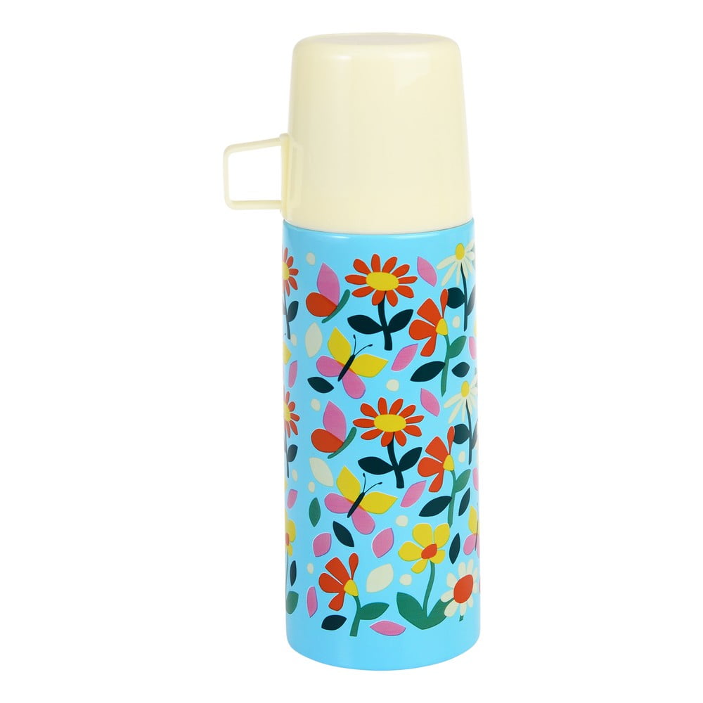 Kék-krémszínű gyerek termosz 350 ml Butterfly Garden – Rex London