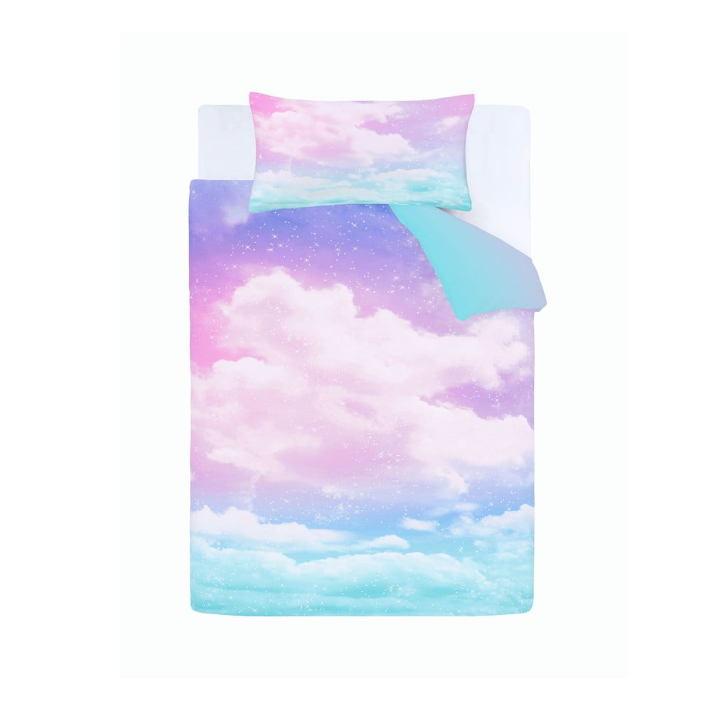 Kék-rózsaszín egyszemélyes gyerek ágyneműhuzat 135x200 cm Ombre Rainbow Clouds – Catherine Lansfield