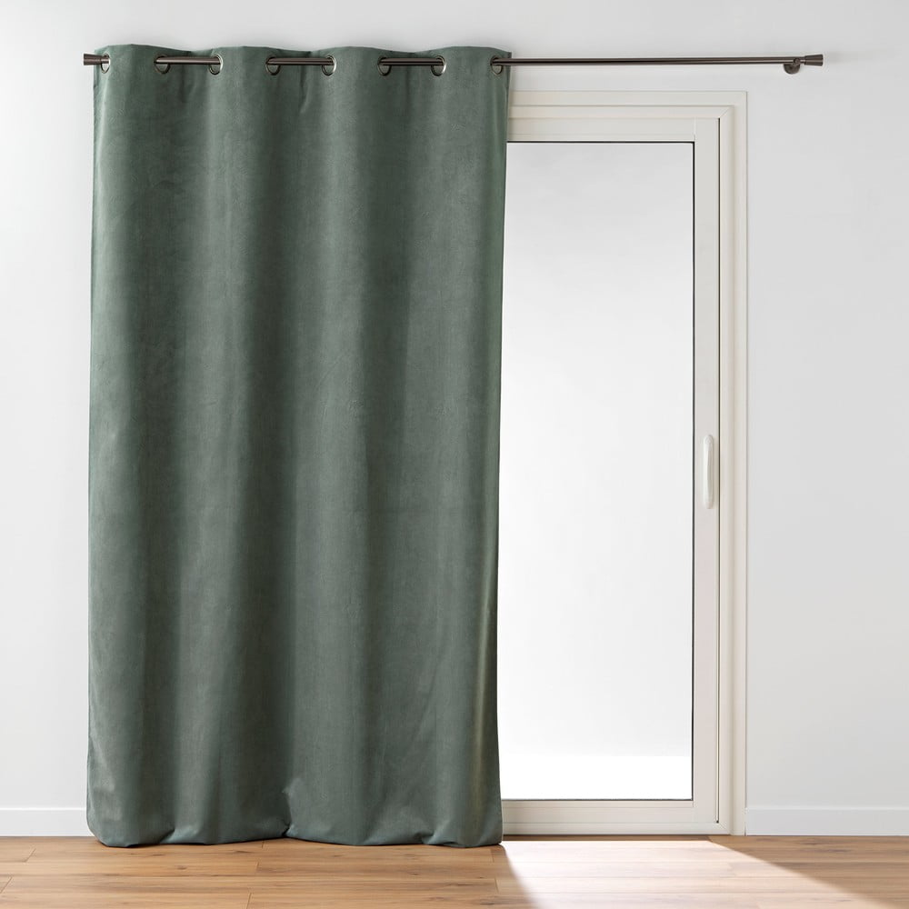 Khaki bársony függöny 140x260 cm Olympe – douceur d'intérieur
