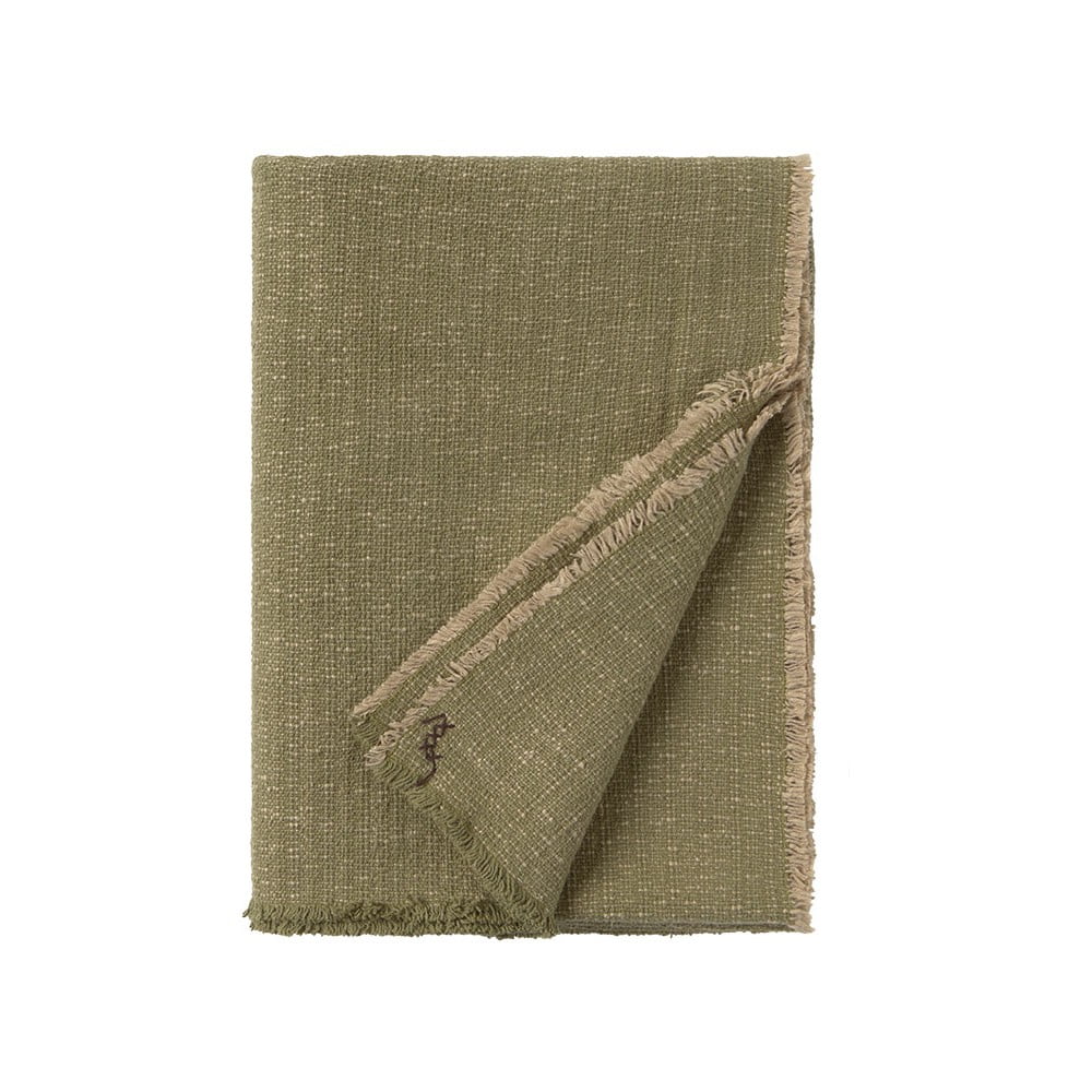 Khaki pamut takaró 130x180 cm Handloom – Lorena Canals