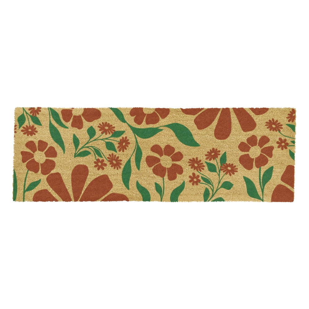 Kókuszrost lábtörlő 40x120 cm Red & Green Floral – Artsy Doormats