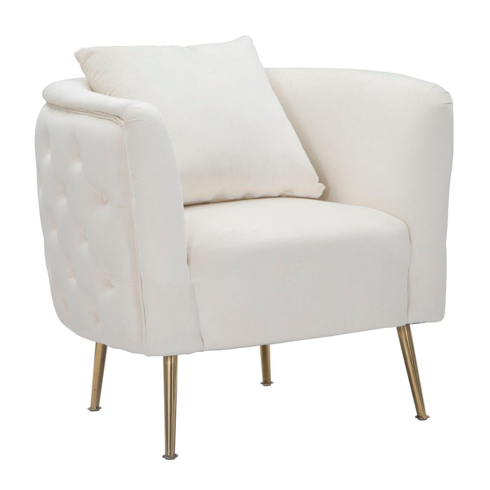 Krémszínű bársony fotel Bucarest – Mauro Ferretti