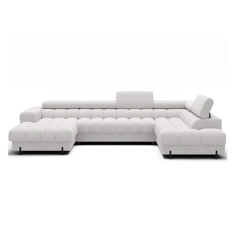 Krémszínű buklé kinyitható sarokkanapé (jobb oldali-U alakú) Feraria – ELTAP