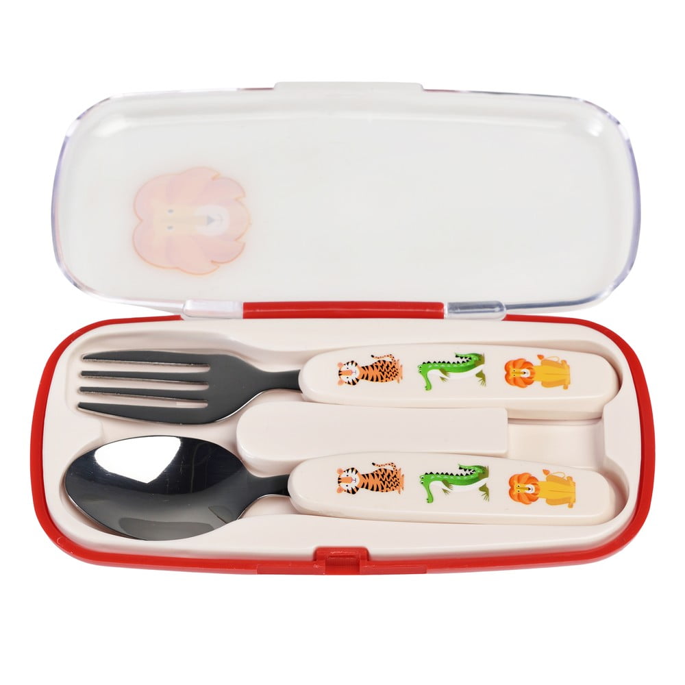 Krémszínű rozsdamentes acél gyerek evőeszköz 2 db-os Colourful Creatures – Rex London