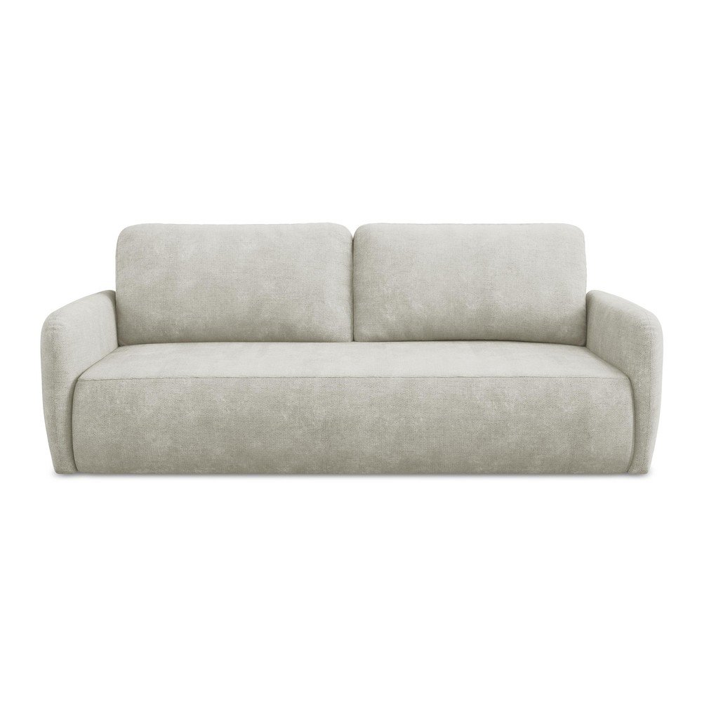 Krémszínű zsenília kinyitható-tárolóhelyes kanapé 218 cm Lilo – Makamii