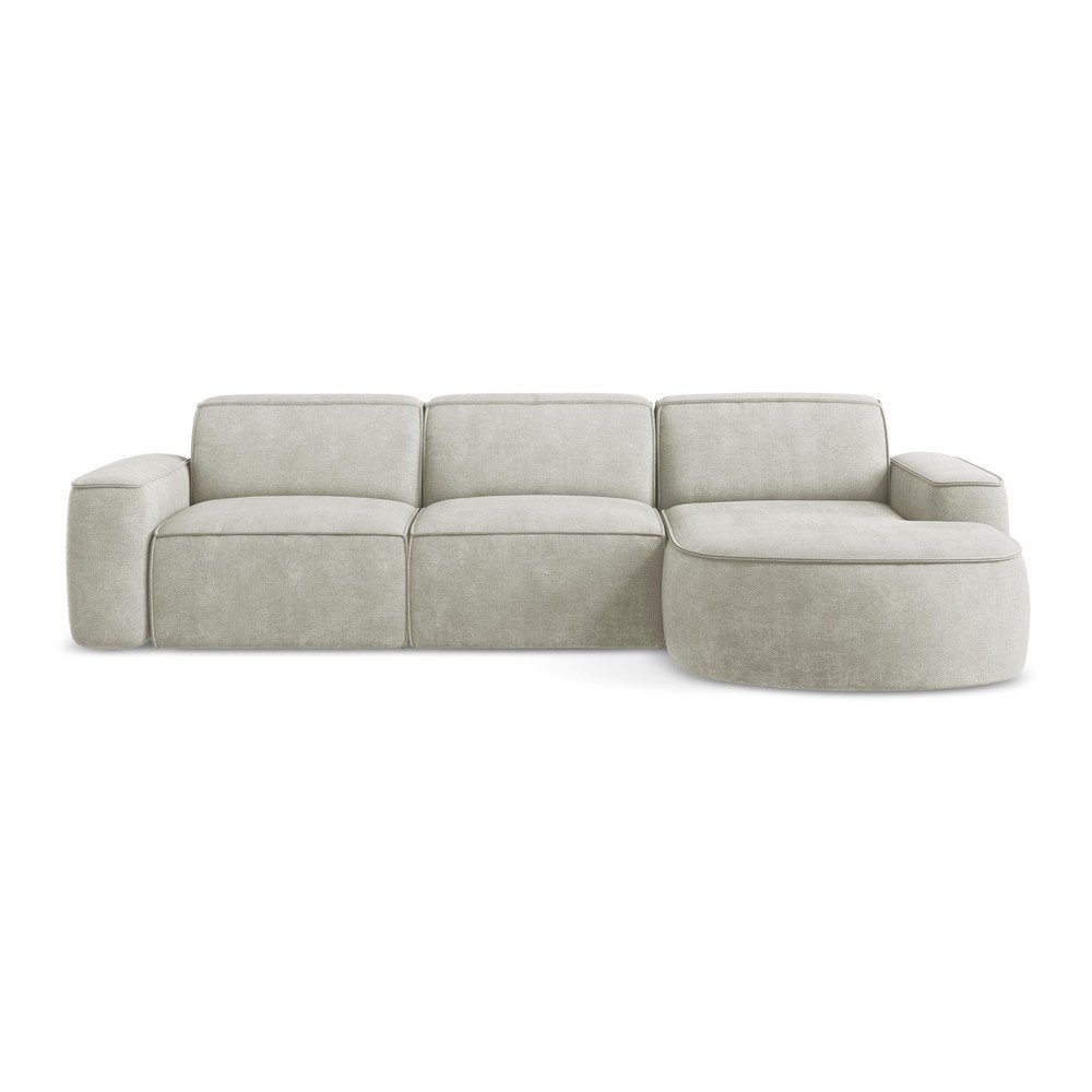 Krémszínű zsenília sarokkanapé (jobb oldali-heverő résszel) Omao – Makamii