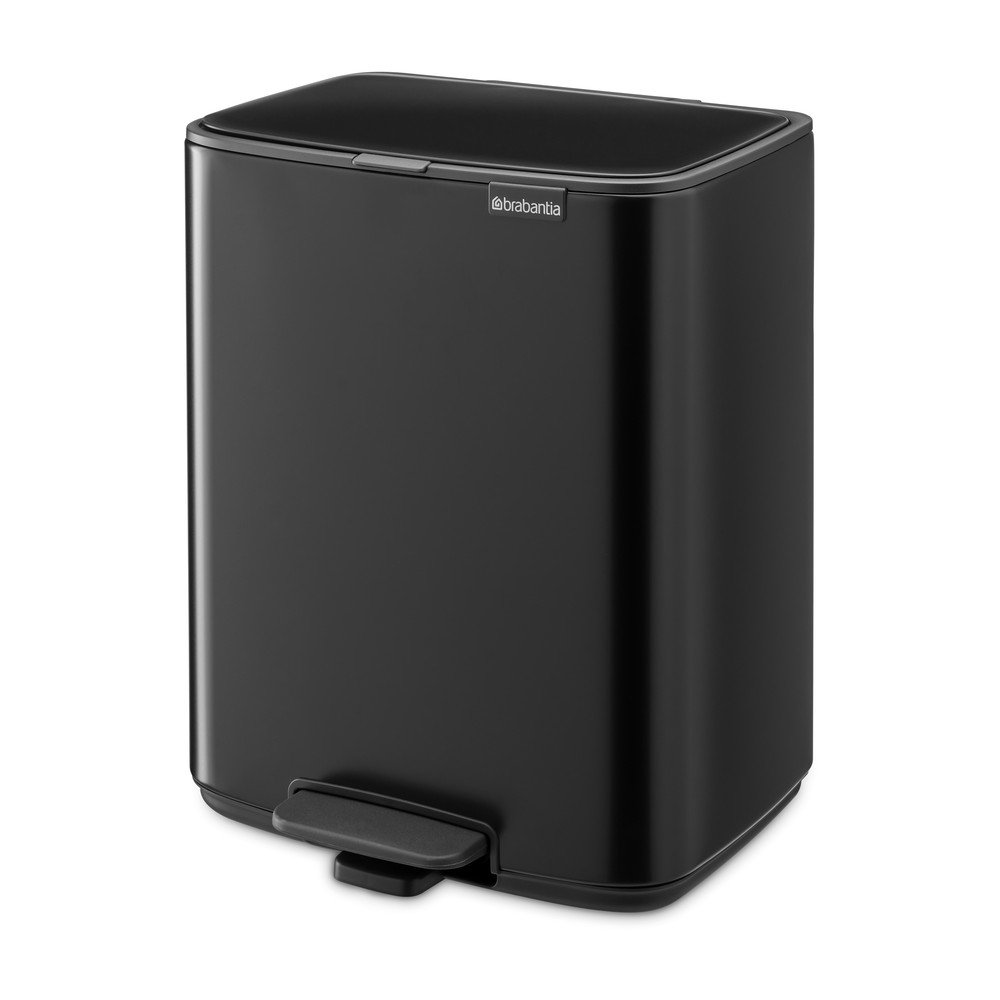 Matt fekete acél pedálos szemetes 12 l Bo – Brabantia