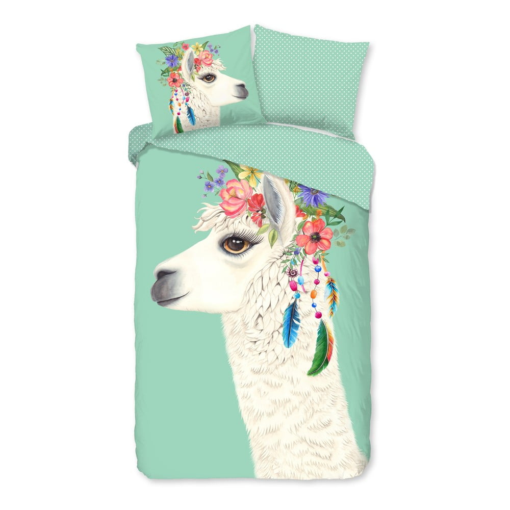 Mentazöld egyszemélyes-hosszabbított pamut gyerek ágyneműhuzat 140x220 cm Joey – Good Morning