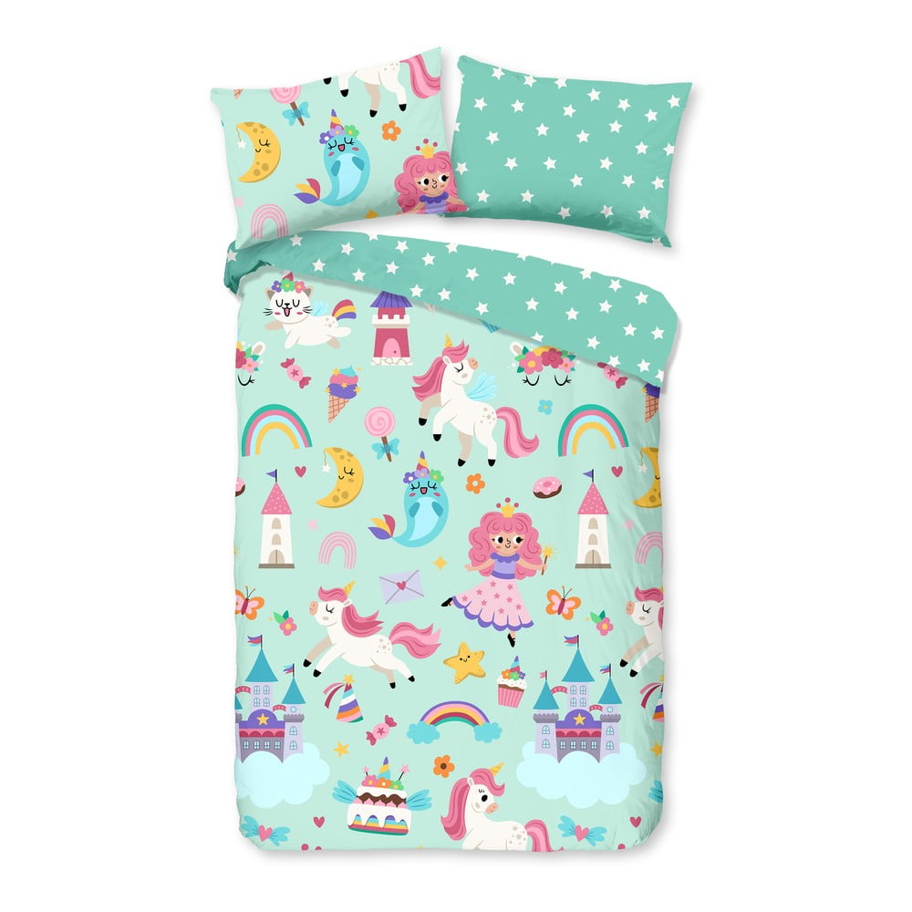 Mentazöld pamut gyerek ágyneműhuzat babaágyhoz 100x135 cm Fantastic – Good Morning