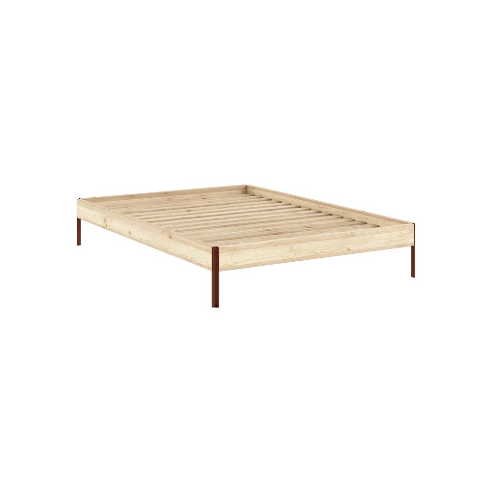 Natúr színű borovi fenyő franciaágy ágytámla nélkül ágyráccsal 160x200 cm Core – Karup Design